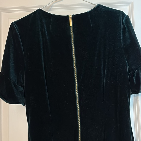 Calvin Klein Emerald Green Velvet 3/4 Bell Sleeve Sheath Dress Size 10 Stretch - Picture 7 of 7